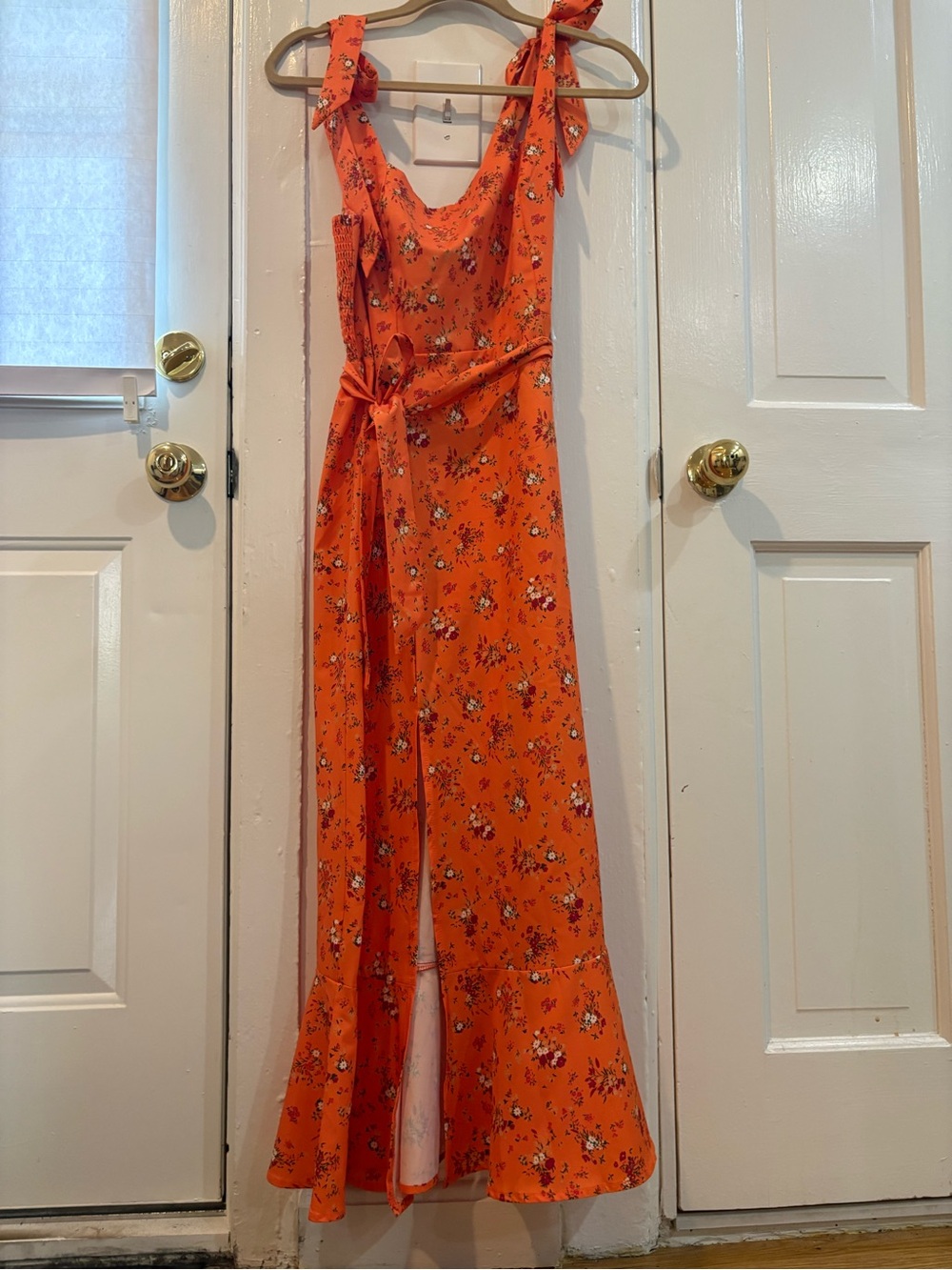 Orange Floral Tie-Shoulder Jumpsuit